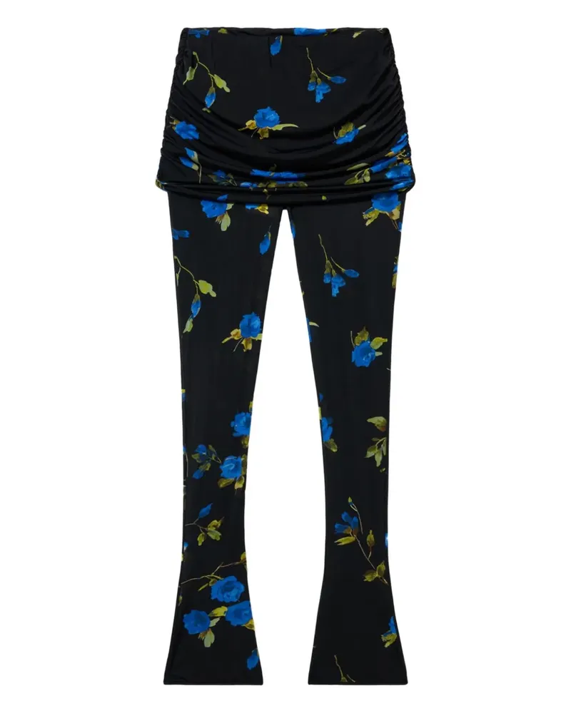 Blumarine Geraffte Leggings mit Blumen-Print - Blau Blau