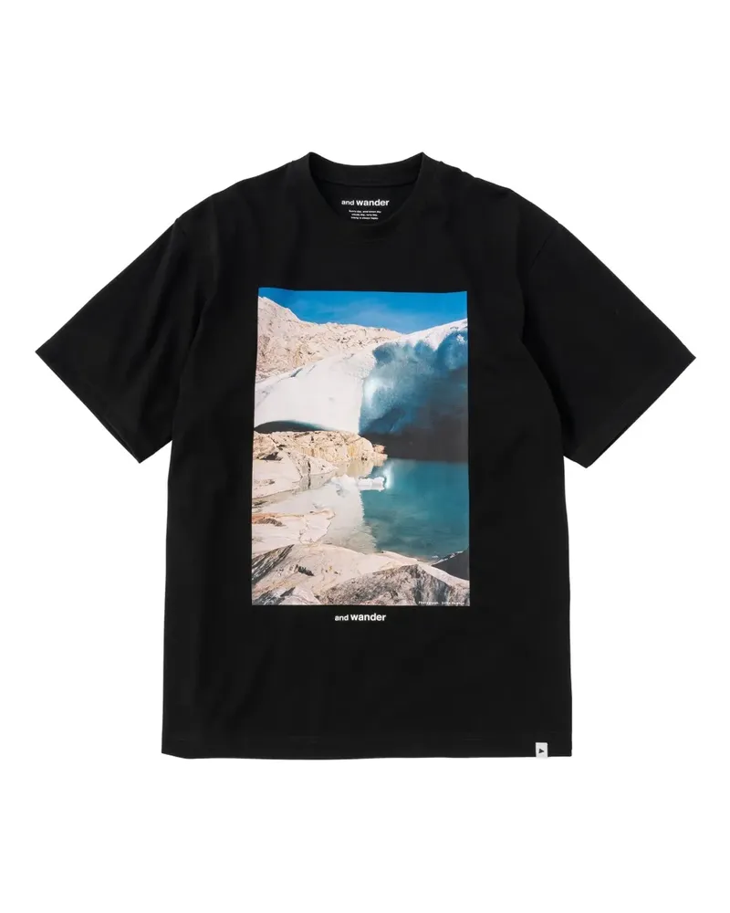 and wander T-Shirt mit grafischem Stempel - Schwarz Schwarz