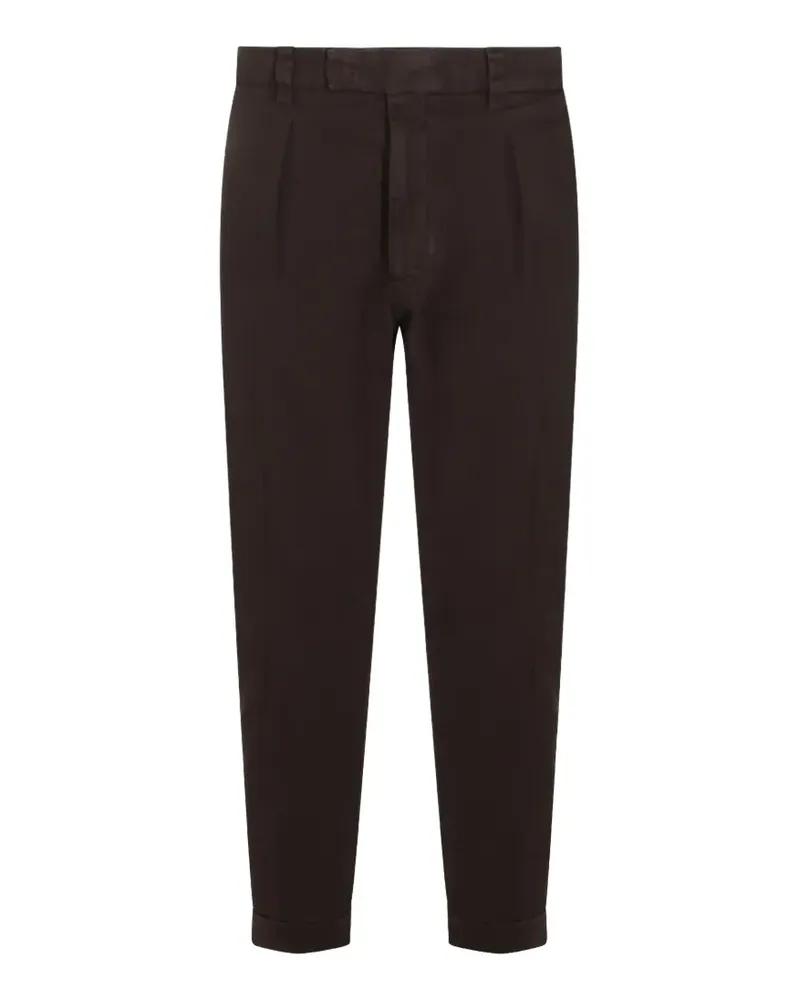 Berwich Plissierte Hose mit Umschlag - Braun Braun