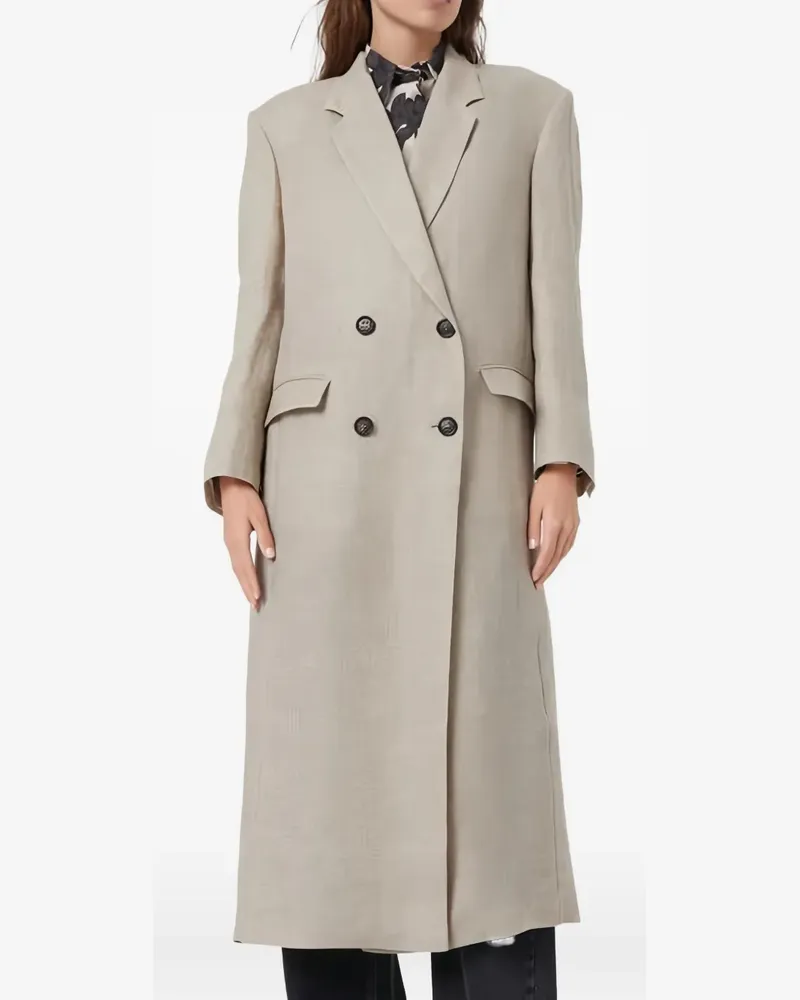 Brunello Cucinelli double-breasted linen overcoat - Nude Nude