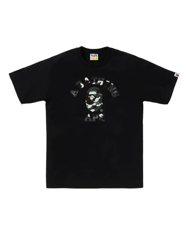 BAPE T-Shirt mit Camouflage-Logo - Schwarz Schwarz
