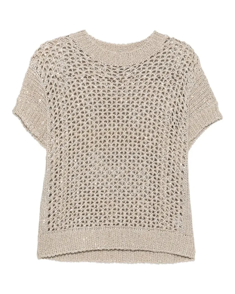 PANICALE Cashmere open-knit sequin-embellished sweater - Nude Nude