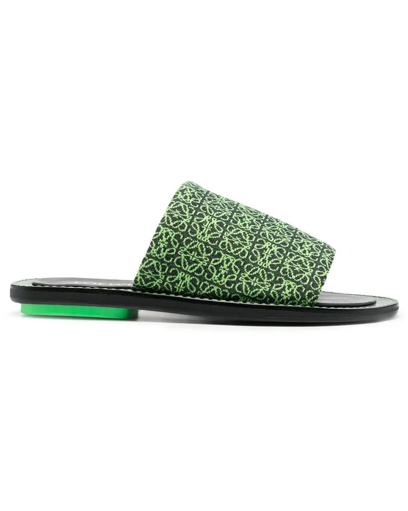 Loewe Flache Sandalen mit Jacquard-Logo - Schwarz Schwarz
