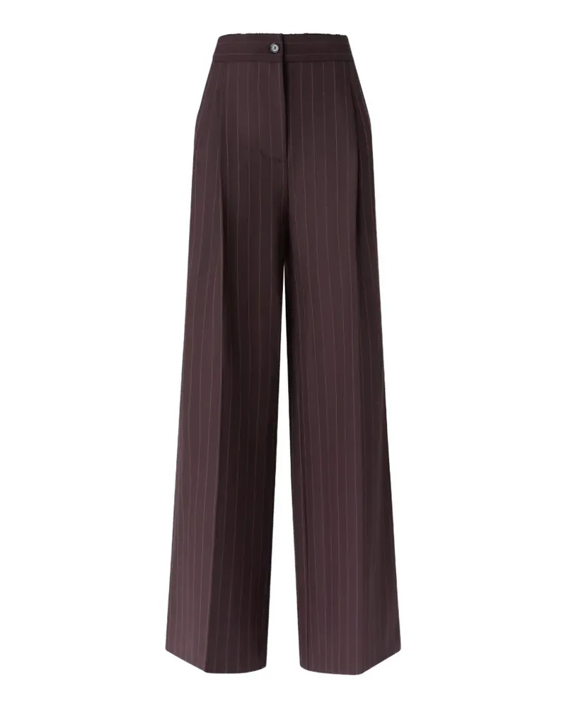 Pinko pinstripe-pattern lace-trim trousers - Rot Rot