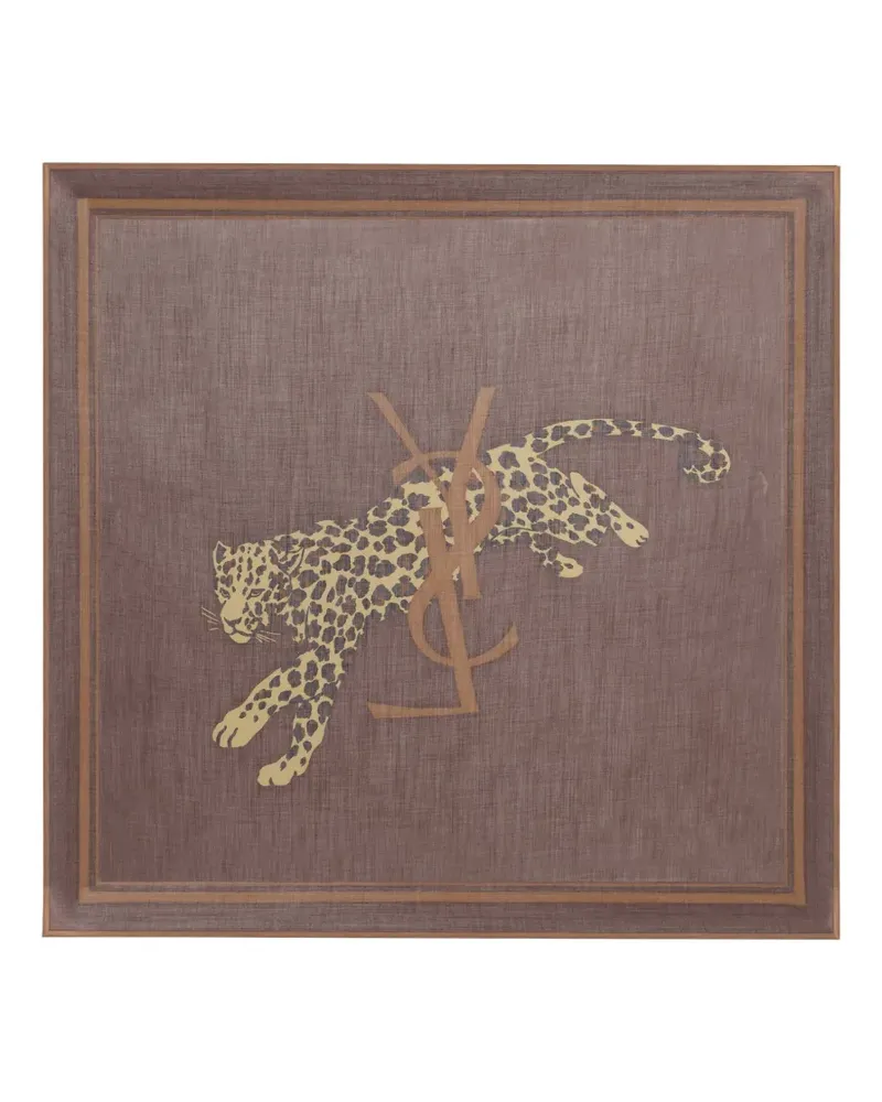 Saint Laurent Cassandre leopard-print scarf - Braun Braun