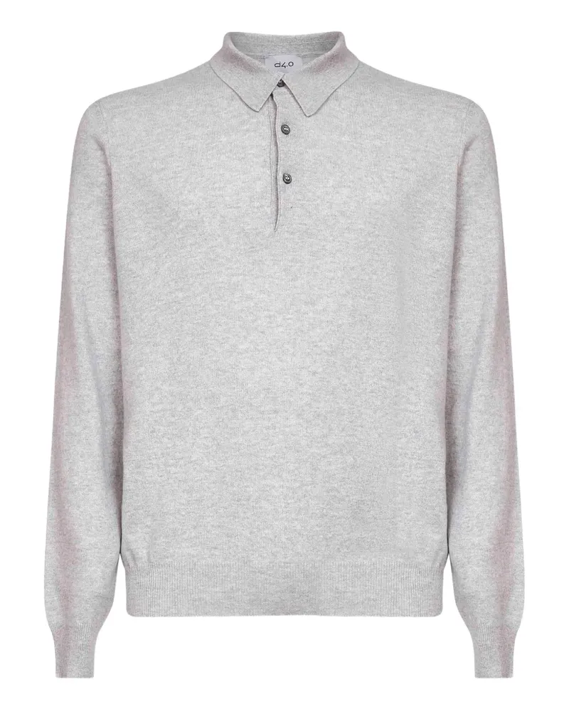 D4.0 Geripptes Poloshirt mit drei Knöpfen - Grau Grau