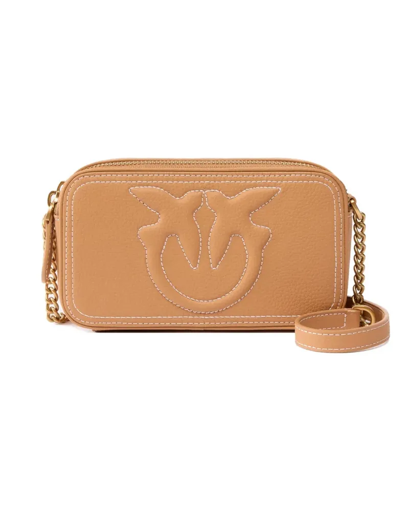 Pinko Carrie Umhängetasche mit Logo-Prägung - Braun Braun