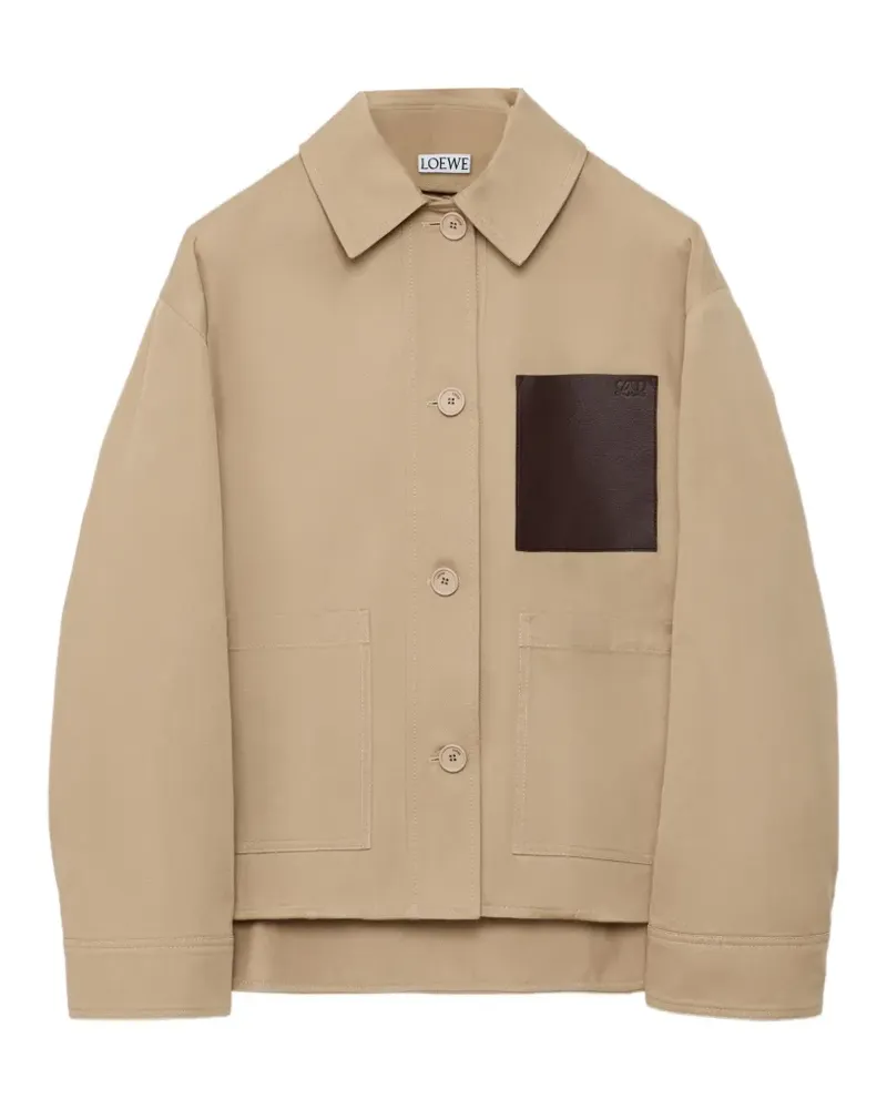 Loewe Kordelzug-Jacke mit Leder-Patch - Nude Nude