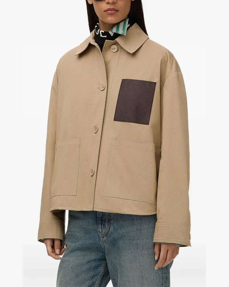 Loewe Kordelzug-Jacke mit Leder-Patch - Nude Nude