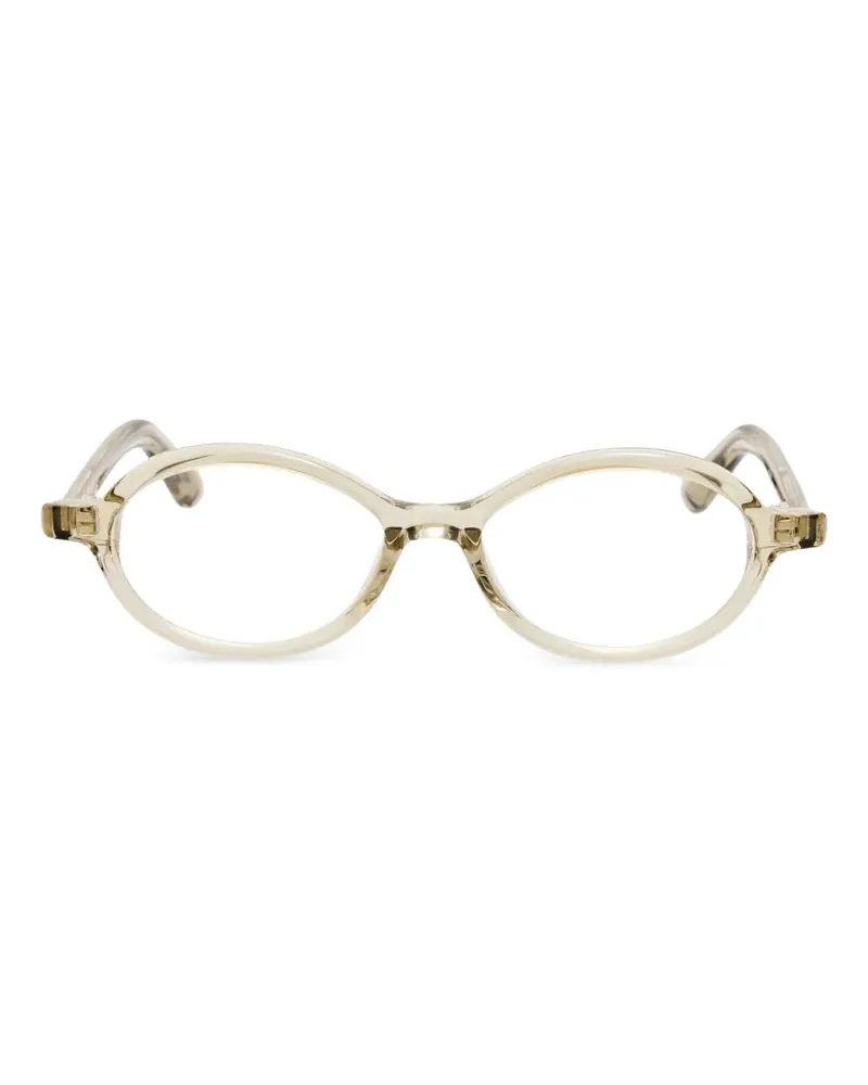 Jacquemus logo-plaque oval-frame glasses - Nude Nude