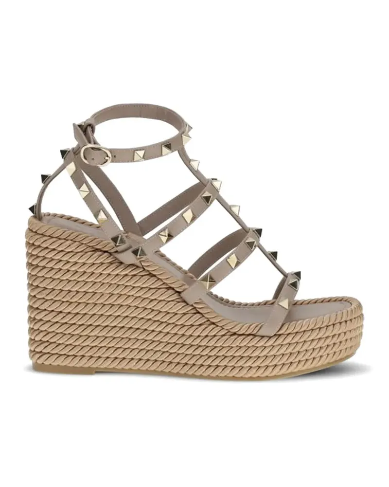 Valentino Garavani Rockstud wedge espadrilles - Nude Nude