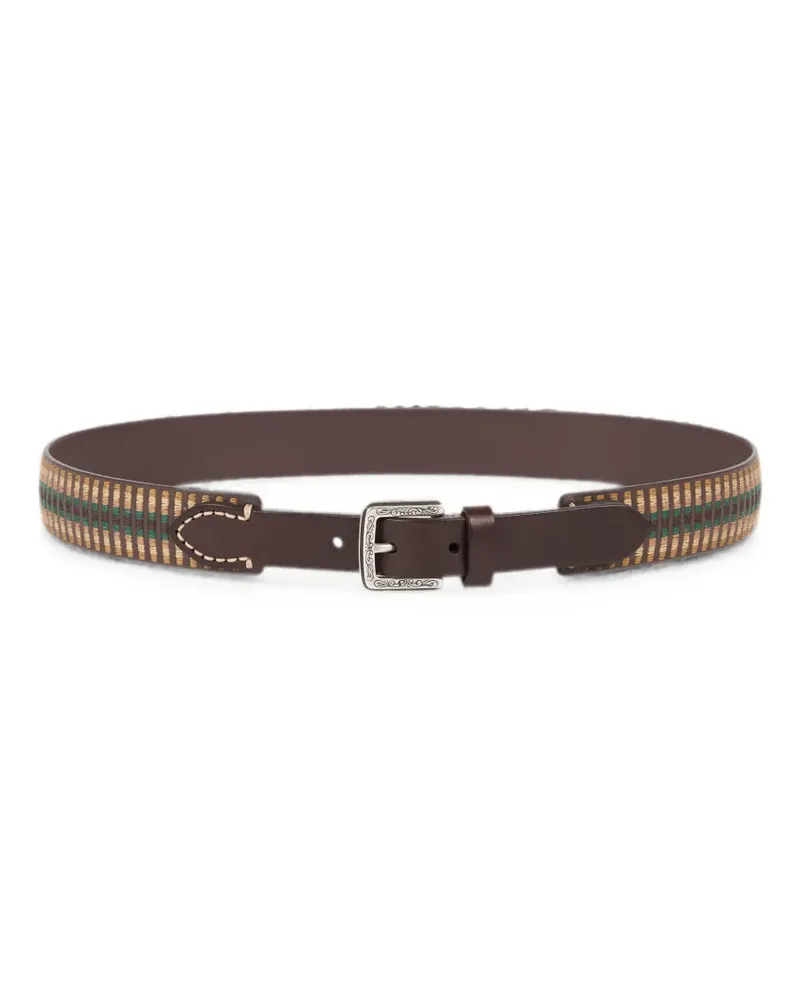 Etro embroidered leather belt - Braun Braun
