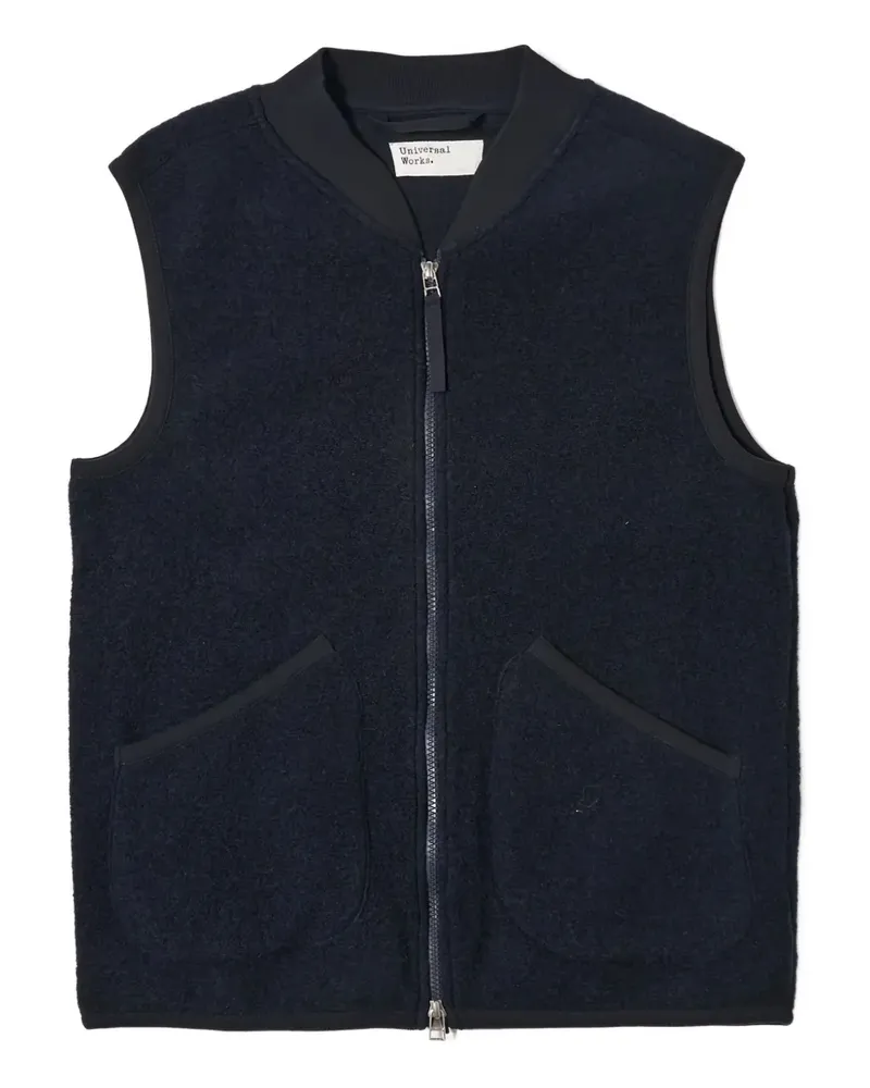 Universal Works zip-front fleece vest - Blau Blau