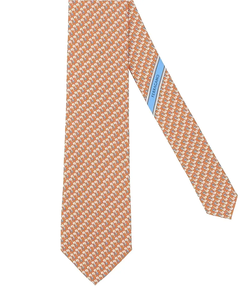 Ferragamo Gemusterte Seidenkrawatte - Orange Orange