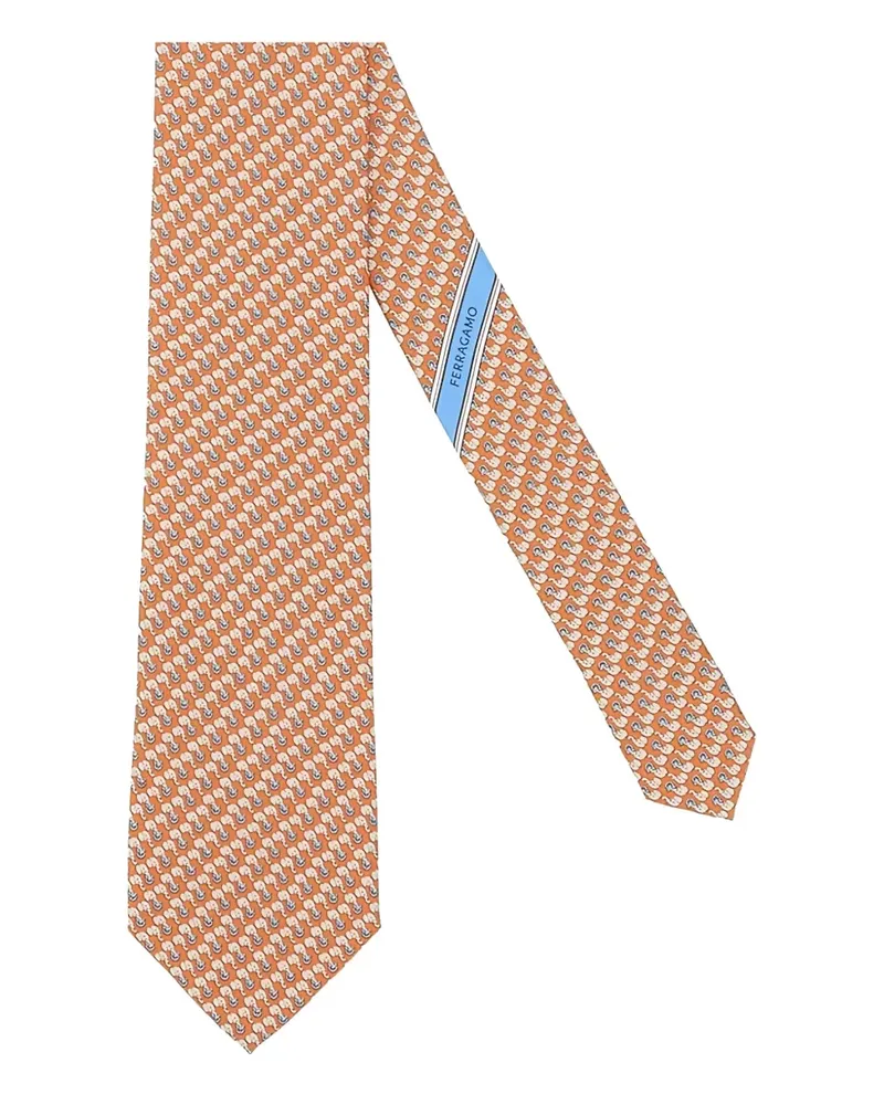 Ferragamo patterned silk tie - Orange Orange