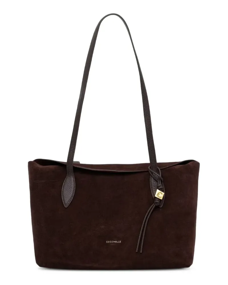 Coccinelle Tote Bag aus Wildleder mit Logo-Anhänger - Braun Braun