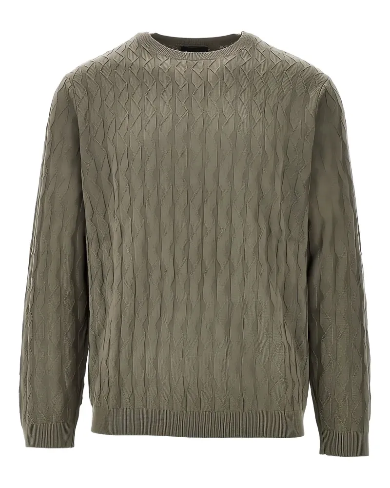 Emporio Armani textured crew-neck sweater - Grün Grün