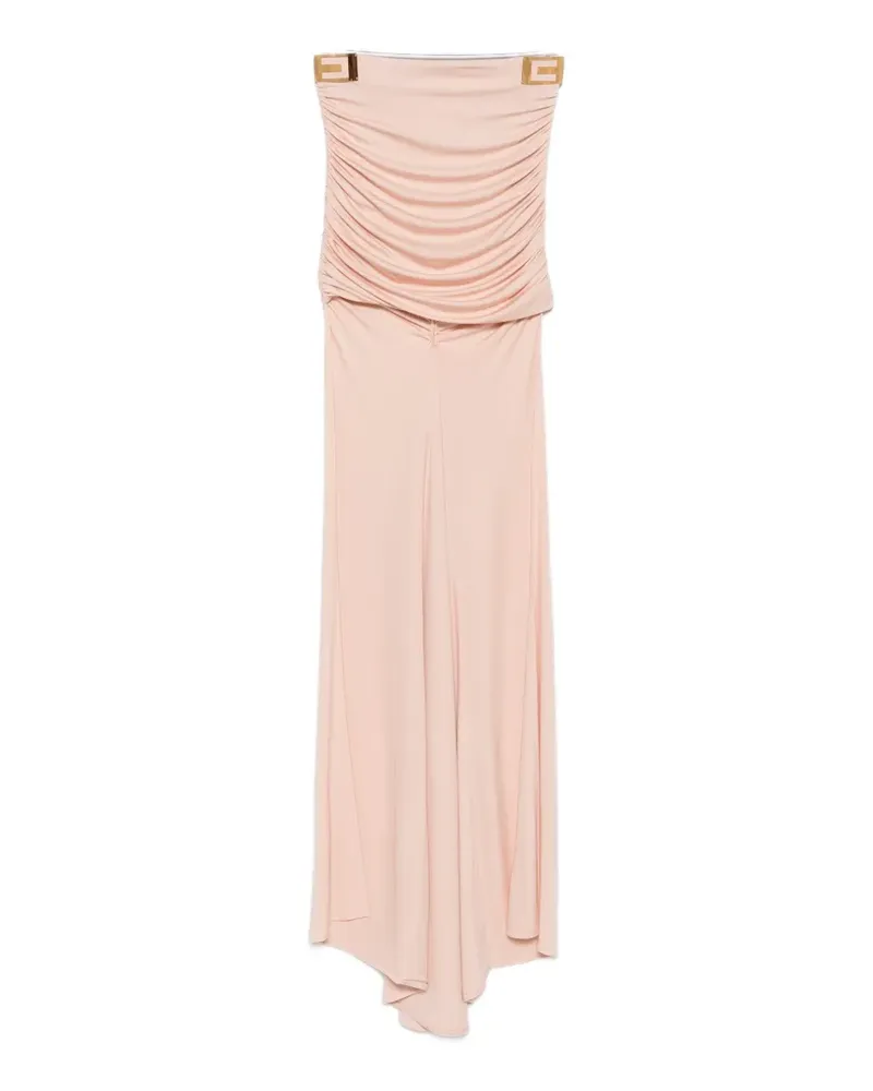 Elisabetta Franchi ruched logo-plaque asymmetric skirt - Nude Nude