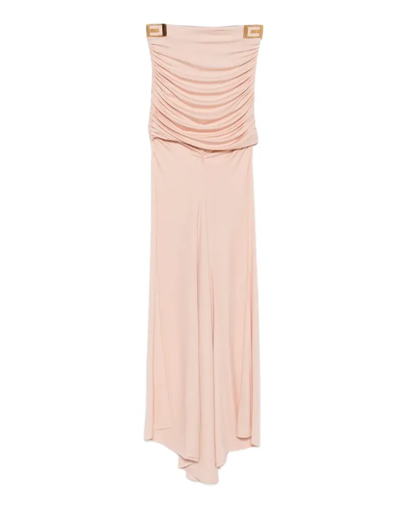 Elisabetta Franchi ruched logo-plaque asymmetric skirt - Nude Nude