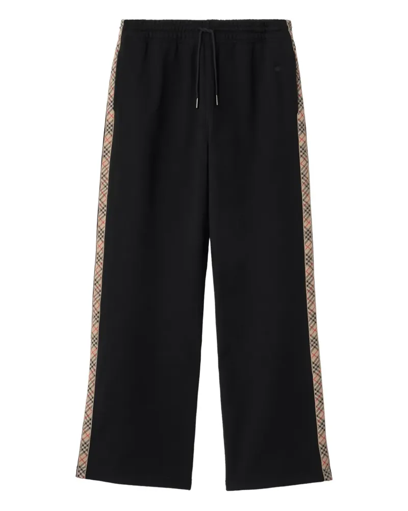 Burberry equestrian knight-design checked track pants - Schwarz Schwarz