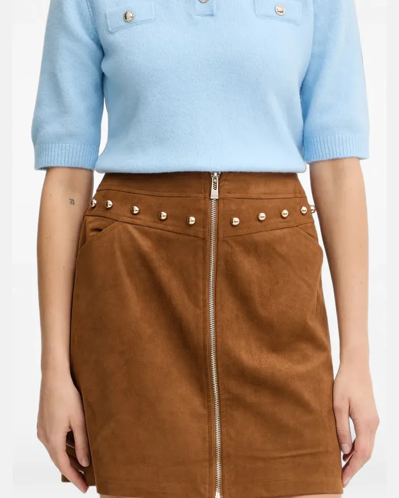 Morgan stud-embellished zip-up mini skirt - Braun Braun