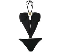 Neckholder-Badeanzug - Schwarz