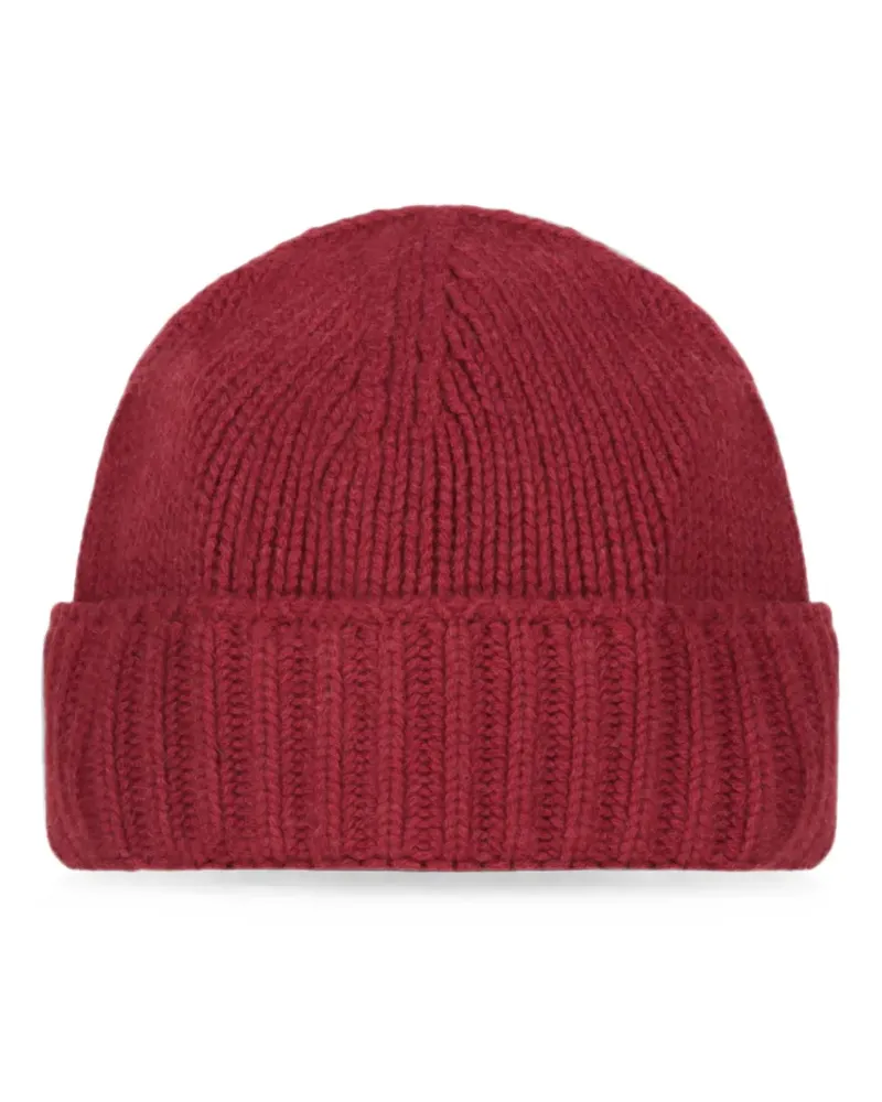 MOORER Gerippte Beanie - Rot Rot