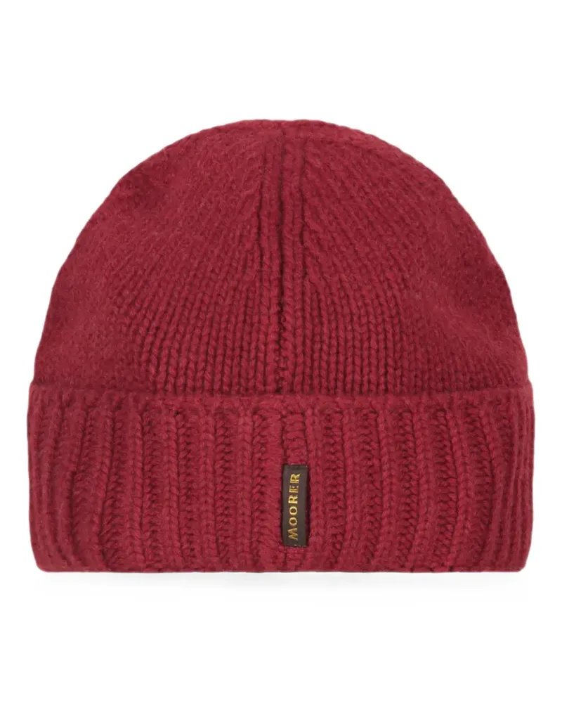 MOORER Gerippte Beanie - Rot Rot