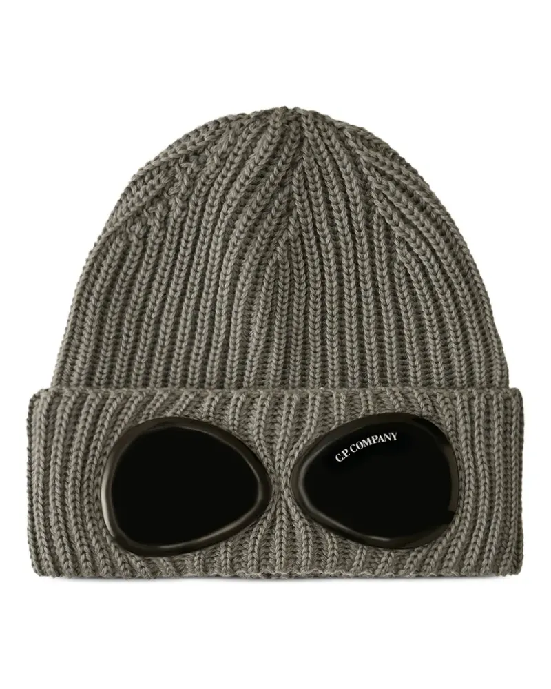 C.P. Company Gerippte Beanie mit Linsen-Detail - Grau Grau