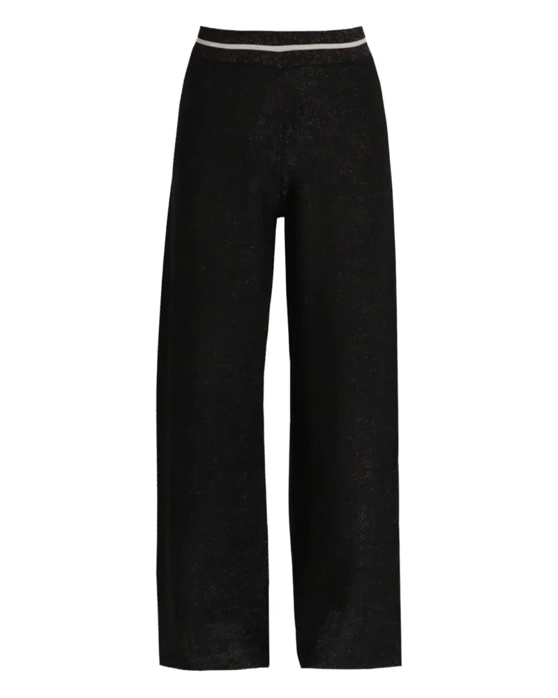 Liu Jo Weite Hose aus Glitter-Jersey - Schwarz Schwarz