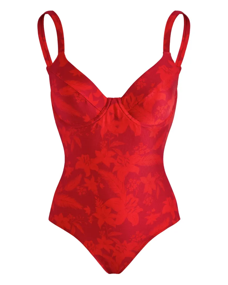 Vilebrequin graphic-print V-neck swimsuit - Rot Rot