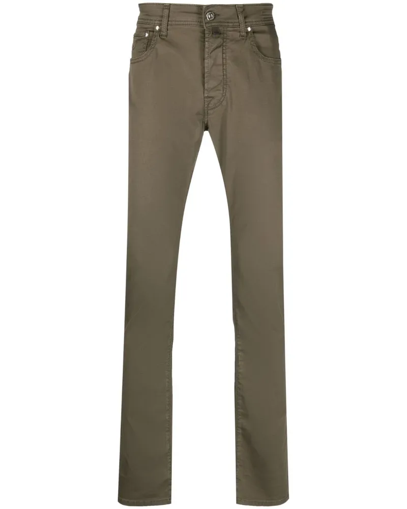 Jacob Cohën Tapered-Hose mit Kontrasttasche - Grün Grün