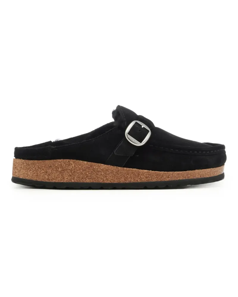 Birkenstock Mules aus Wildleder mit Shearling - Schwarz Schwarz