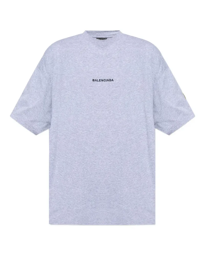 Balenciaga T-Shirt mit Logo-Patch - Grau Grau