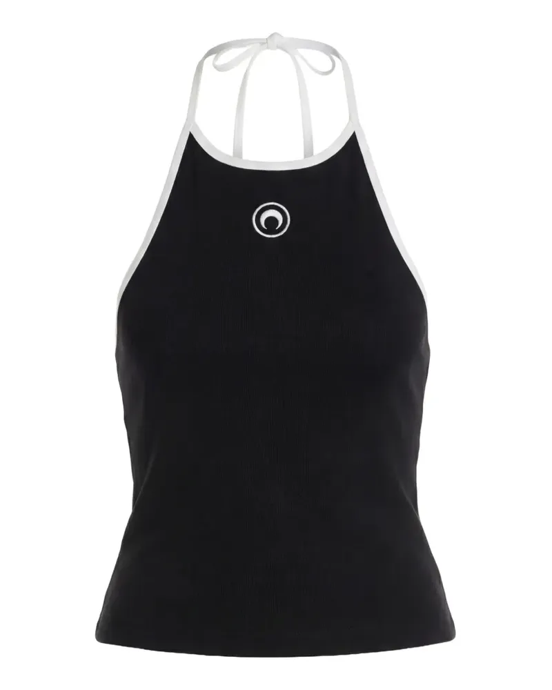 Marine Serre Neckholder-Top mit Mond-Logo - Schwarz Schwarz