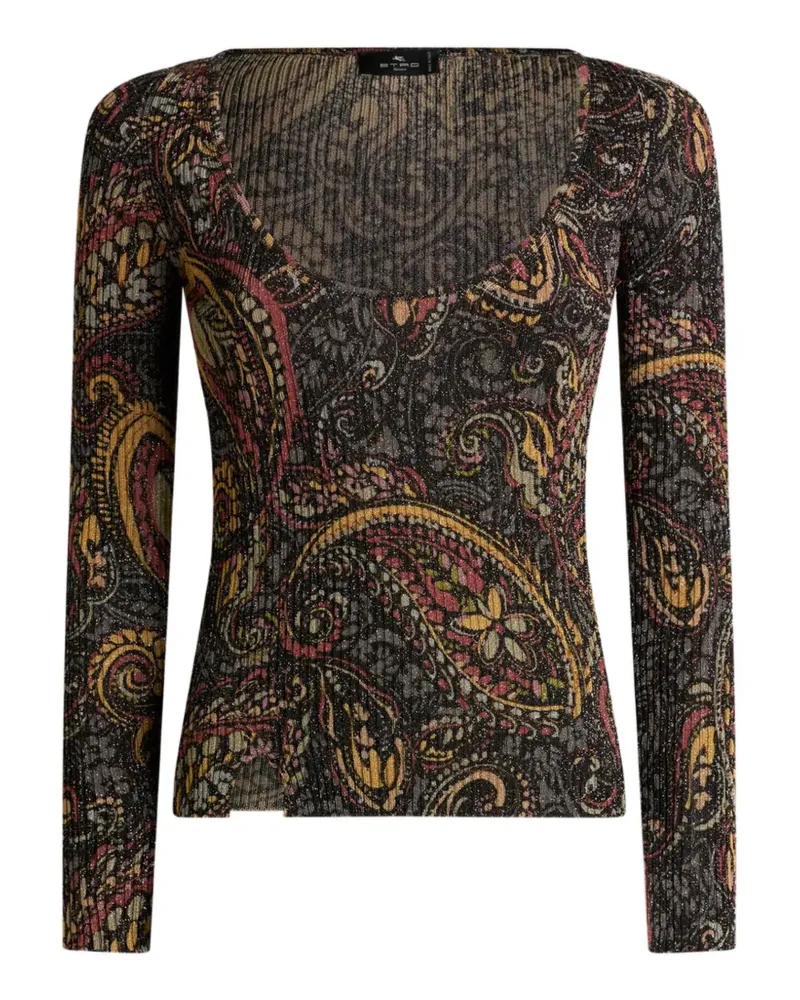 Etro ribbed sweater with floral Paisley motif - Schwarz Schwarz