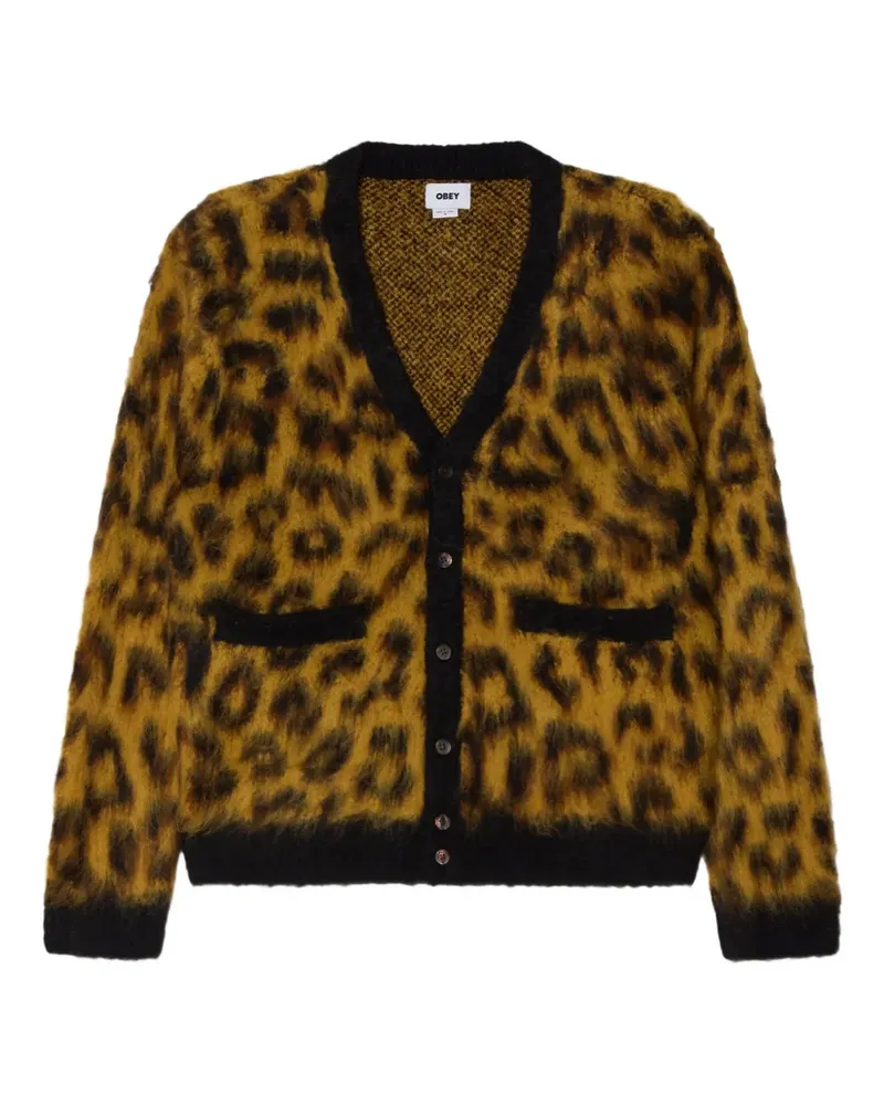 Obey Patron Cardigan mit Leopardenmuster - Gelb Gelb