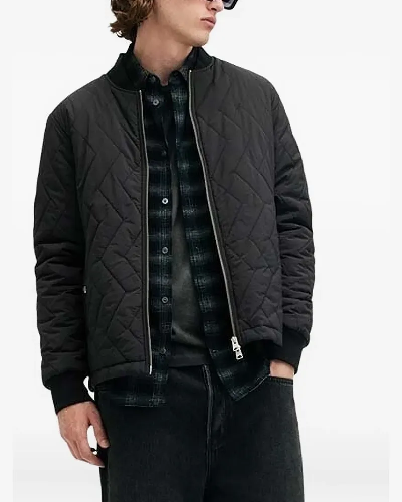 AllSaints Tyk Bomberjacke mit Rautensteppung - Schwarz Schwarz