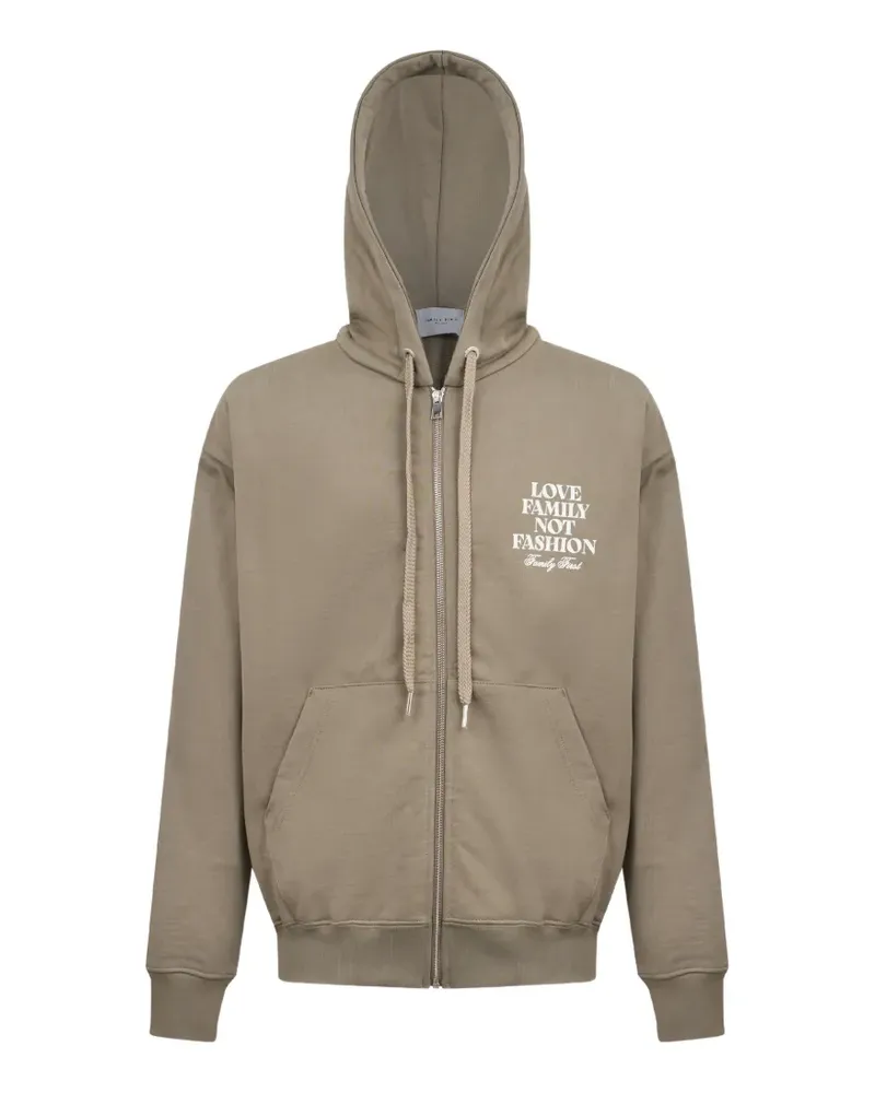 Family First logo-print hoodie - Grün Grün