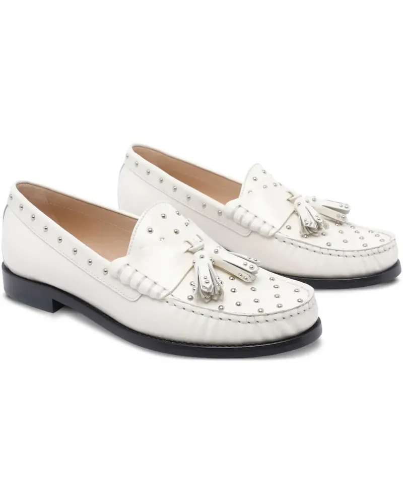 Stuart Weitzman Nietenbesetzte Loafer mit Quasten - Weiß Weiß