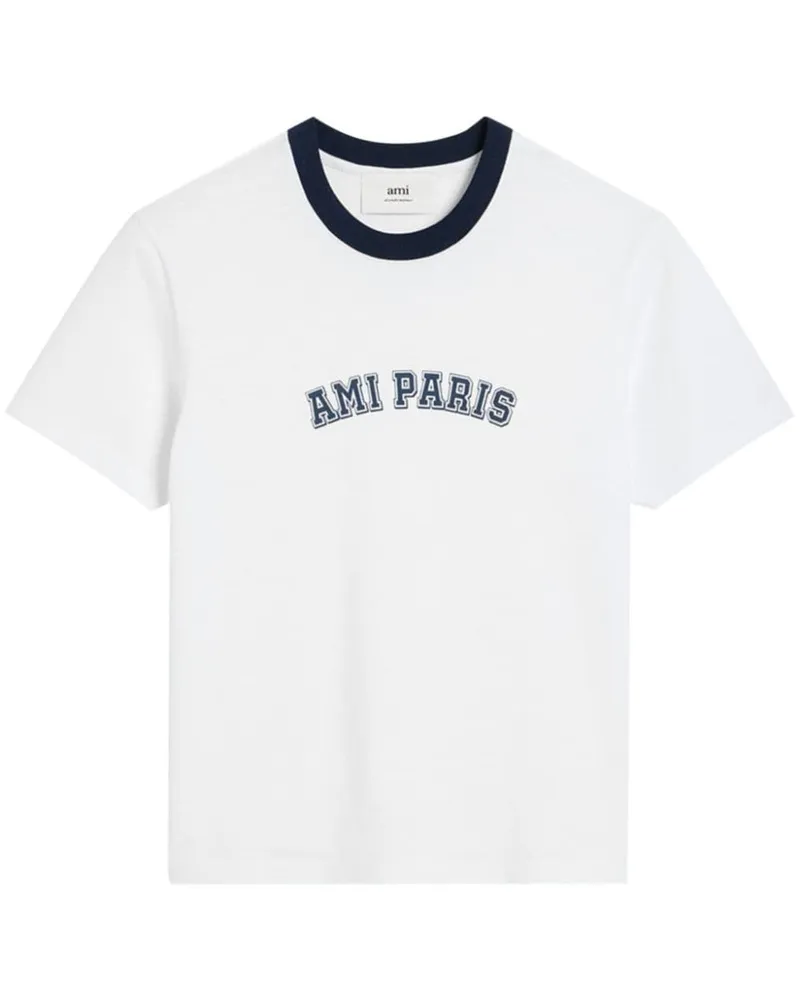 AMI Paris T-Shirt aus Bio-Baumwolle mit Logo-Applikation - Weiß Weiß