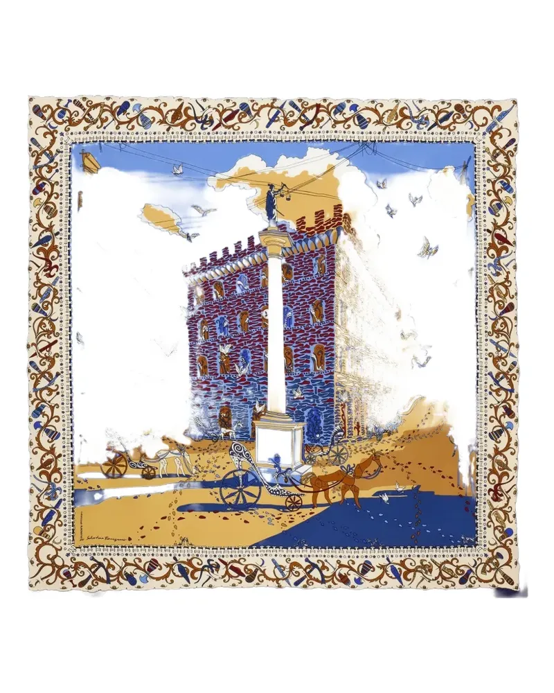 Ferragamo Palazzo graphic-print scarf - Blau Blau