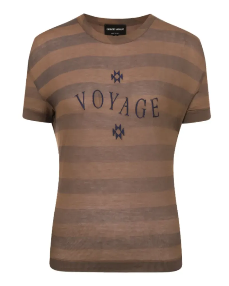 Giorgio Armani Gestreiftes T-Shirt - Braun Braun