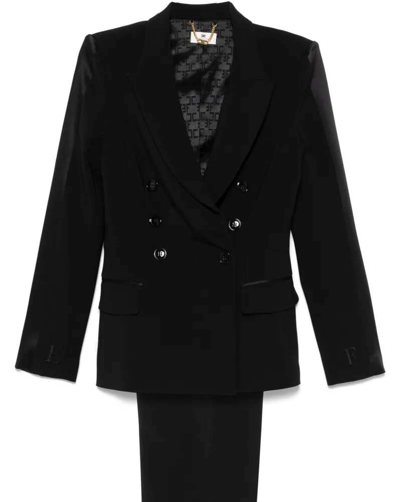 Elisabetta Franchi Doppelreihiger Anzug aus Krepp - Schwarz Schwarz