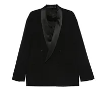satin-lapels double-breasted suit - Schwarz