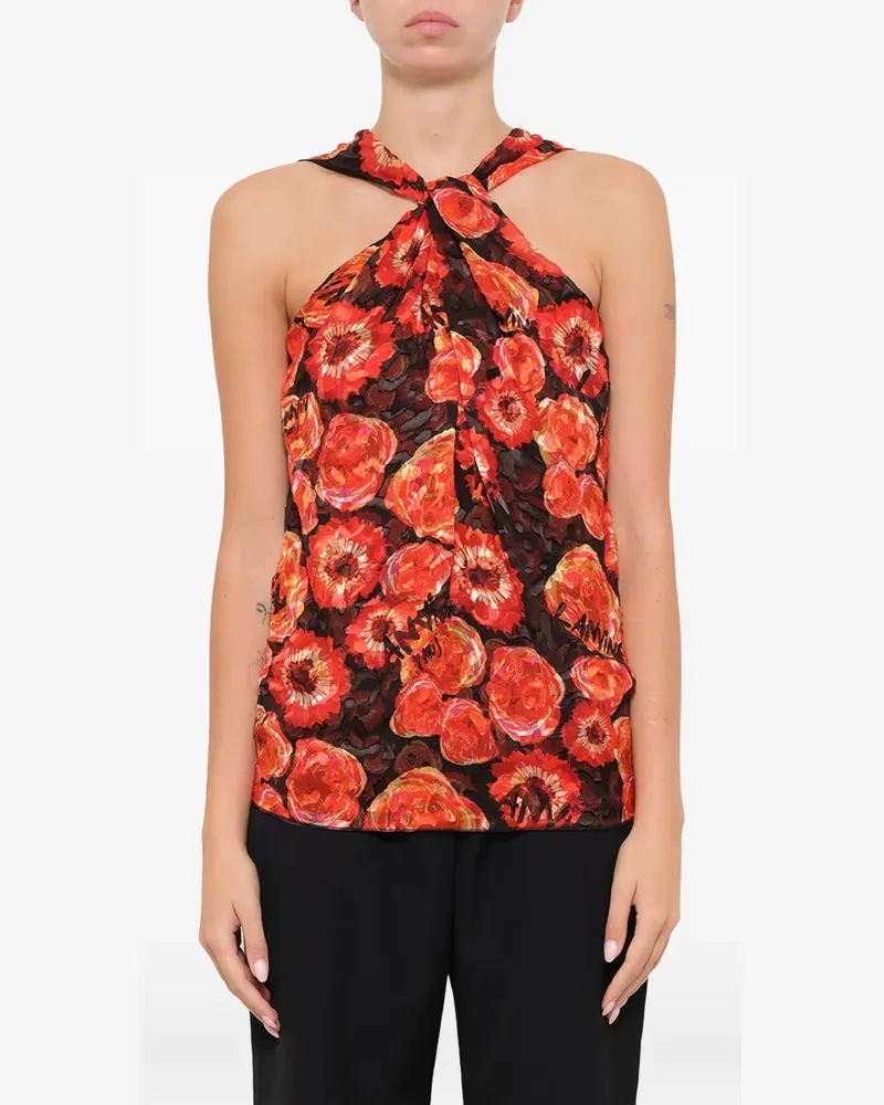 Lanvin floral-print halterneck blouse - Rot Rot