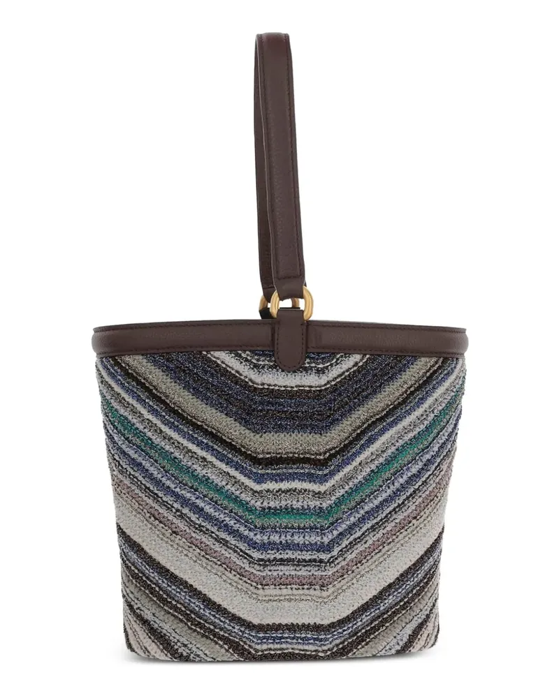 Missoni chevron-knit leather-trim shoulder bag - Blau Blau