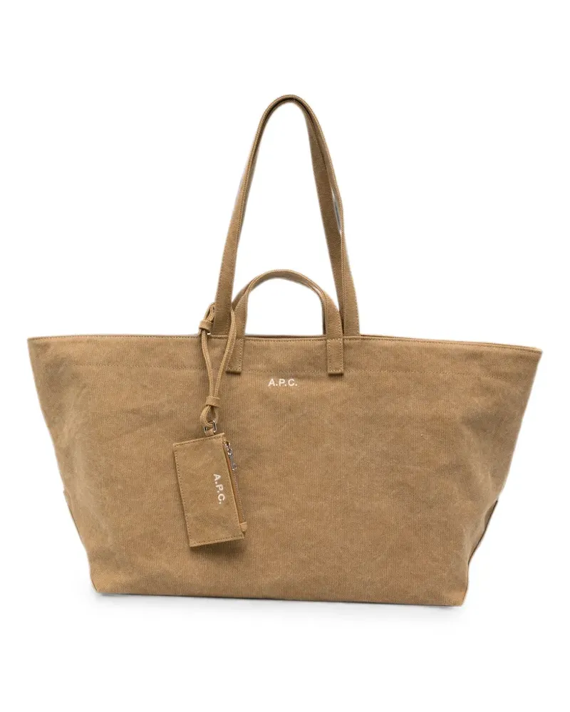 A.P.C. Drummer logo-print canvas tote bag - Nude Nude