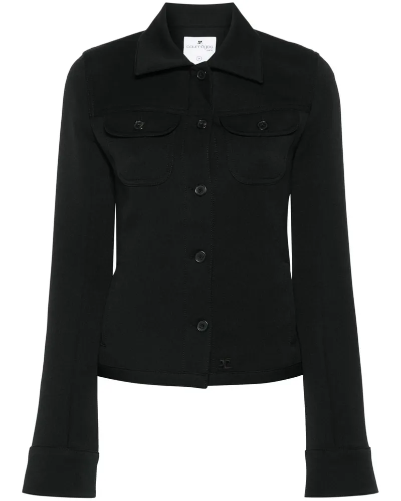 Courrèges Jacke mit Logo-Patch - Schwarz Schwarz