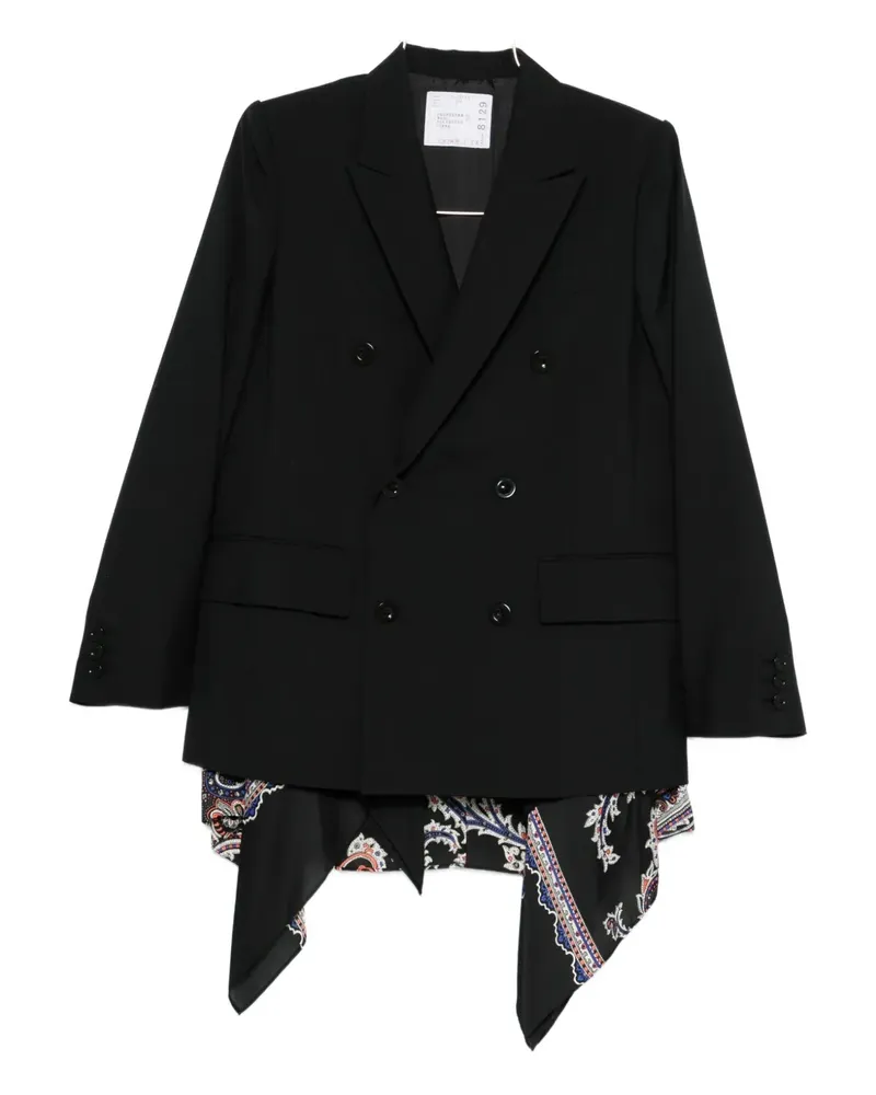 Sacai double-breasted paisley blazer - Schwarz Schwarz